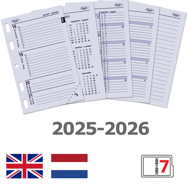 6247-25-26 104 x 68 mm Mini Agenda Organizer Nachfüllwoche NL EN 2026